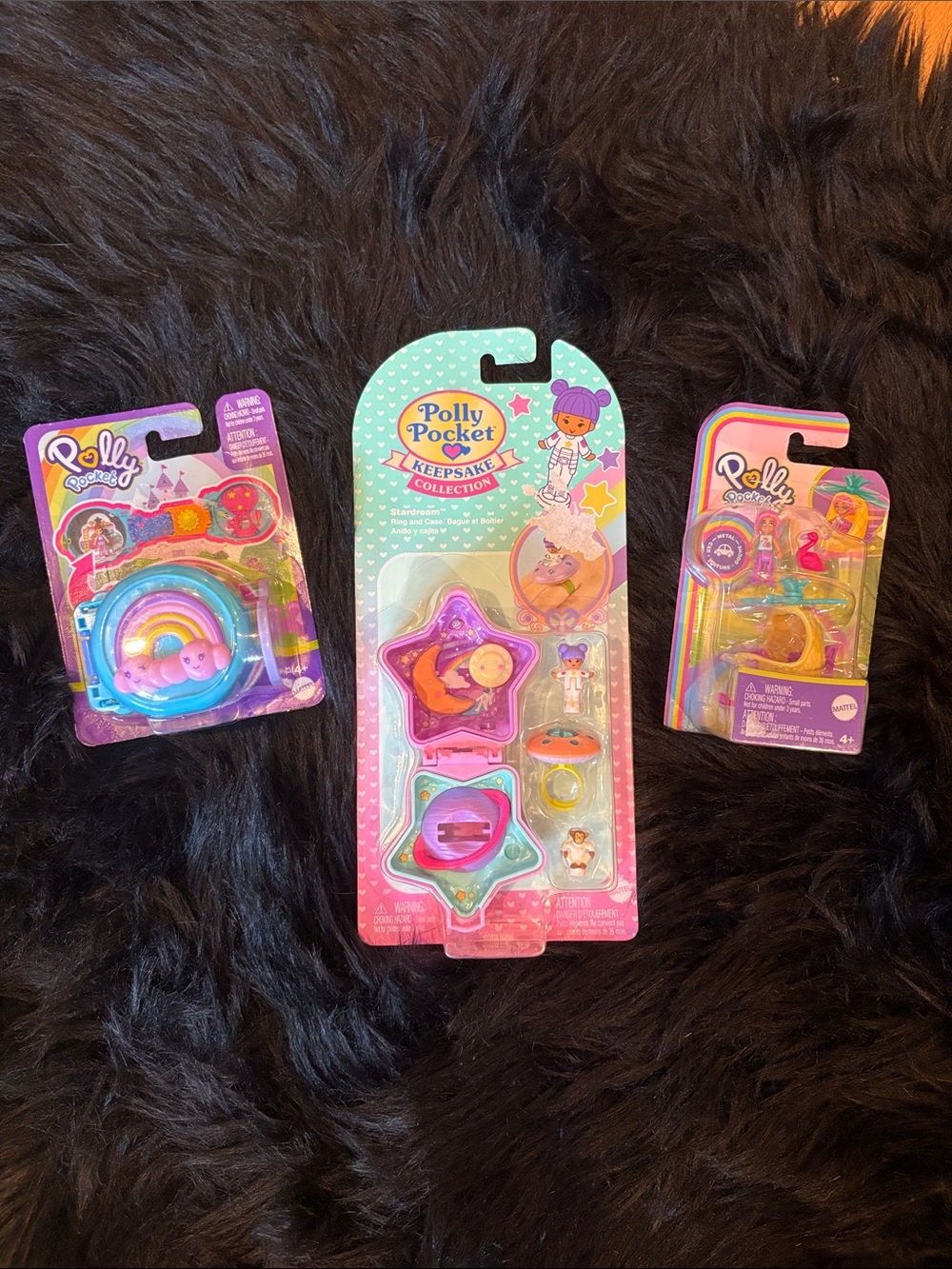 Polly Pocket Bundle. Pineapplecopter,  Stardream & Rainbow Compact Playset.
